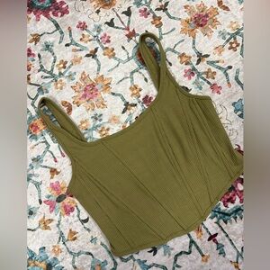 Cider Green Solid Corset Tank Top